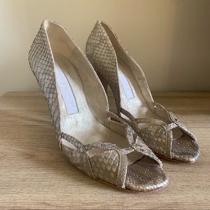 Carmen Ho Rare metallic peep toe pumps sz EU38